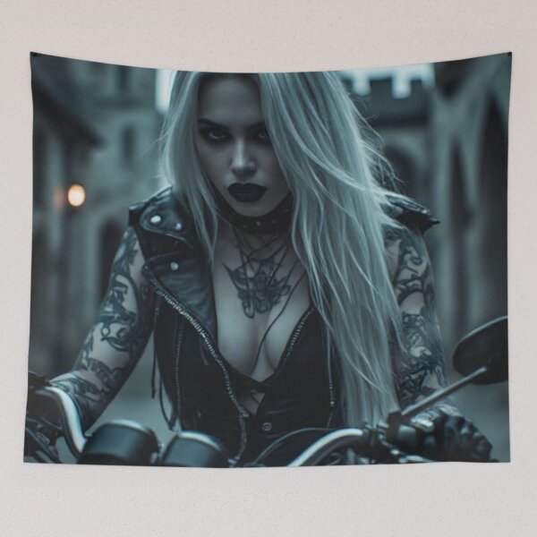 Item preview, Dark Goth Vampire Biker Girl designed and sold by TheDarkWardrobe.