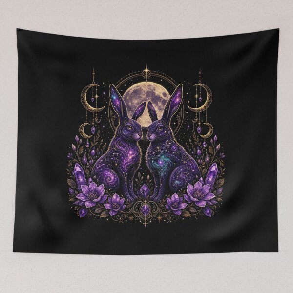 Item preview, Cosmic Hares of the Full Moon – Celestial Magic Art  designed and sold by CosmicFlora Studio.