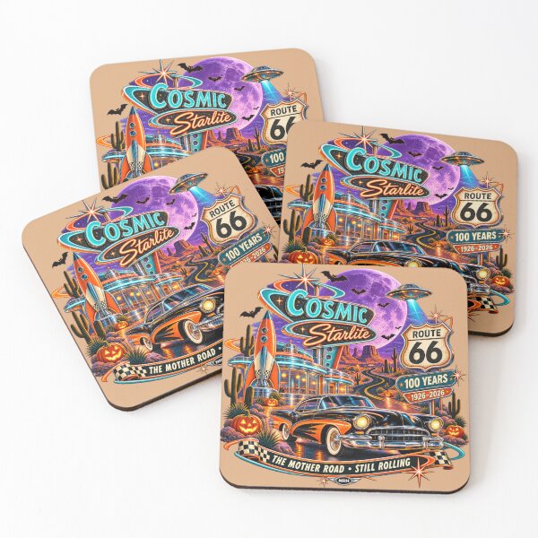 Item preview, Cosmic Starlite Route 66 Halloween Retro designed and sold by Normandy Road Heritage™ - Vintage Garage Art.
