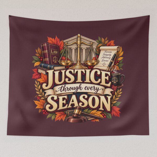 Item preview, Justice Through Every Season – Autumn Lawyer Legal Design designed and sold by astersgraphics.