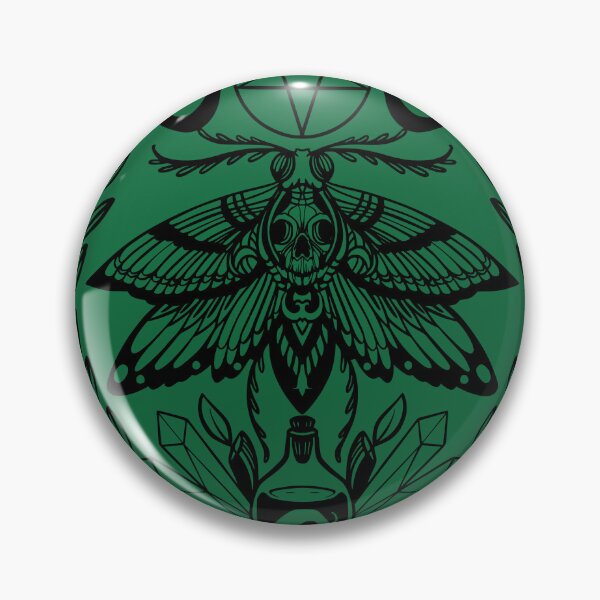 Item preview, Emerald serpents, skull moth with lunar eclipes designed and sold by CursedButCute1.