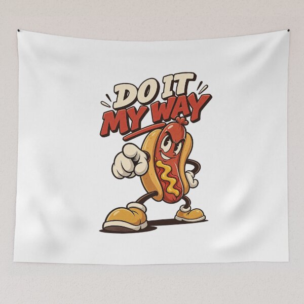 Item preview, Rebellious Hot Dog Mascot Striding Forward designed and sold by HoopeStylee.