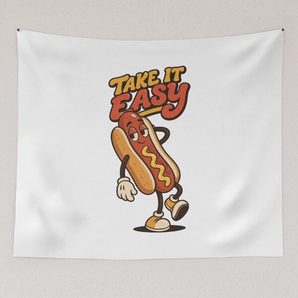 Item preview, Relaxed Hot Dog Mascot Lounging Casually designed and sold by HoopeStylee.