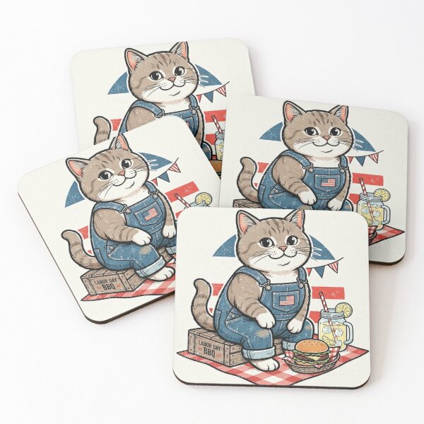 Item preview, British Shorthair Cat Labor Day BBQ Burger Lemonade Patriotic designed and sold by Ghostlycats2026.