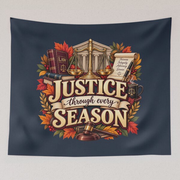 Item preview, Justice Through Every Season – Autumn Lawyer Legal Design designed and sold by astersgraphics.