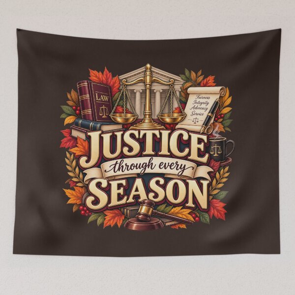 Item preview, Justice Through Every Season – Autumn Lawyer Legal Design designed and sold by astersgraphics.