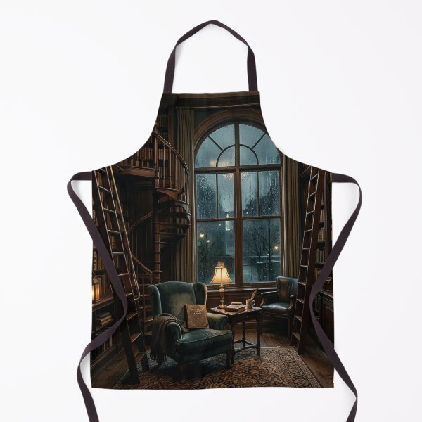 Item preview, Cozy Dark Academia Library Rain Moody Vintage Aesthetic Art designed and sold by BestCoolStuff.