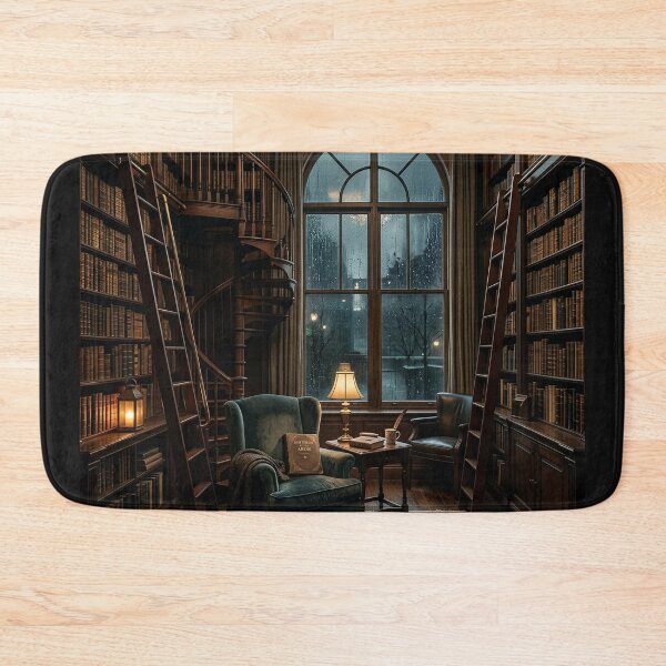 Item preview, Cozy Dark Academia Library Rain Moody Vintage Aesthetic Art designed and sold by BestCoolStuff.
