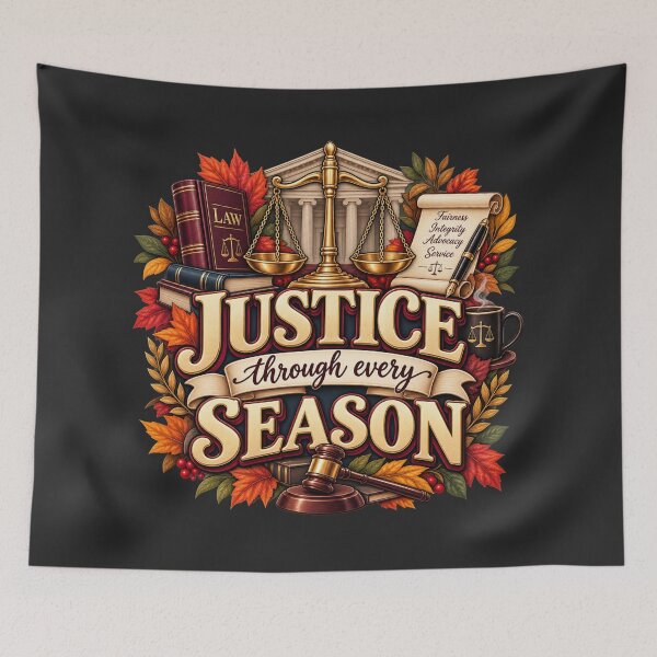 Item preview, Justice Through Every Season – Autumn Lawyer Legal Design designed and sold by astersgraphics.