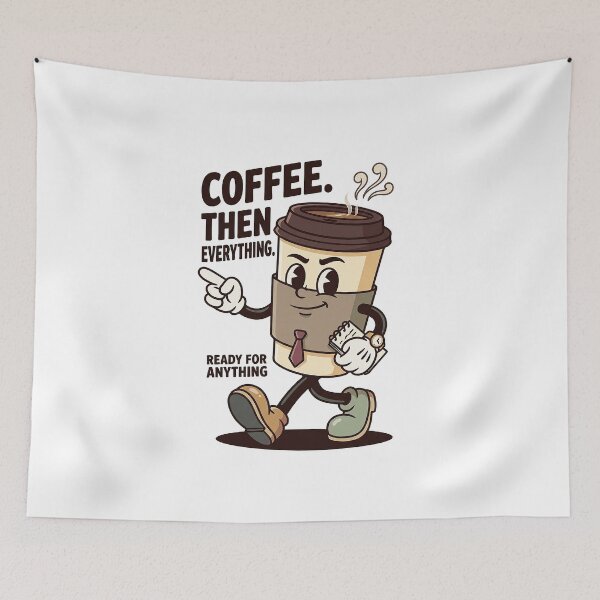 Item preview, Confident Coffee Cup Mascot Ready For Work designed and sold by HoopeStylee.