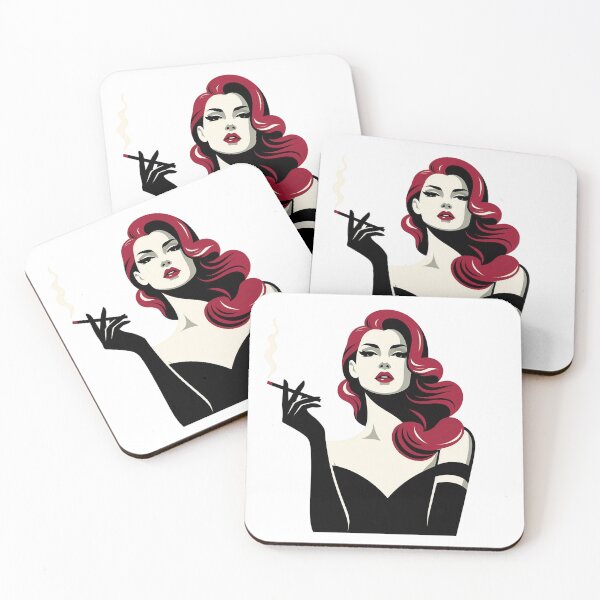 Item preview, Vintage Redhead Femme Fatale Smoking Glamour Woman Design. designed and sold by Spark2Seduction.