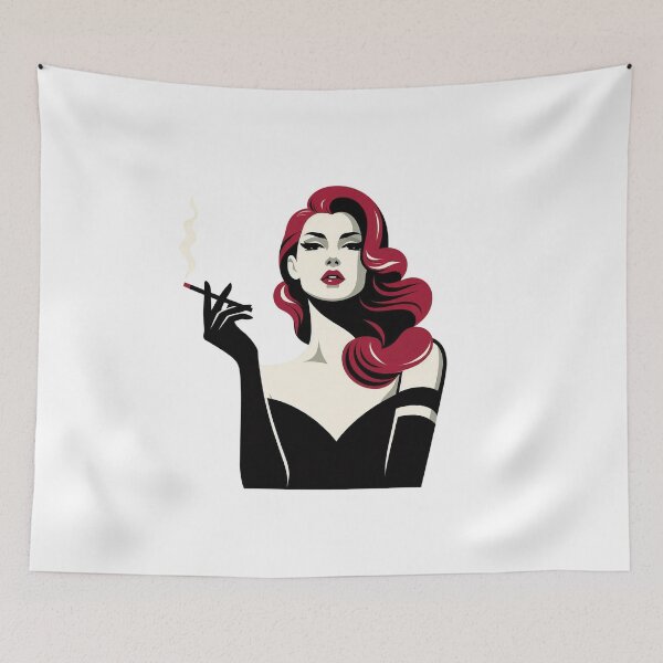 Item preview, Vintage Redhead Femme Fatale Smoking Glamour Woman Design. designed and sold by Spark2Seduction.
