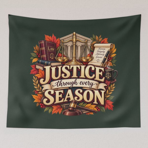 Item preview, Justice Through Every Season – Autumn Lawyer Legal Design designed and sold by astersgraphics.