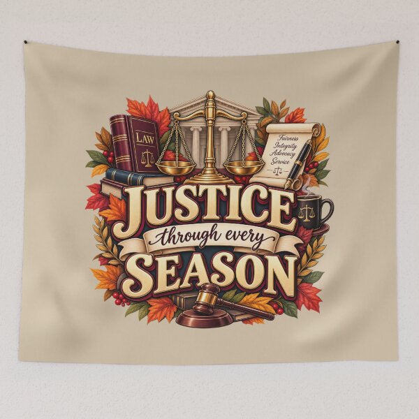 Item preview, Justice Through Every Season – Autumn Lawyer Legal Design designed and sold by astersgraphics.