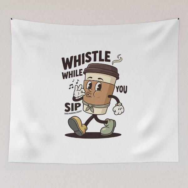 Item preview, Whistling Coffee Cup Mascot Walking Cheerfully designed and sold by HoopeStylee.