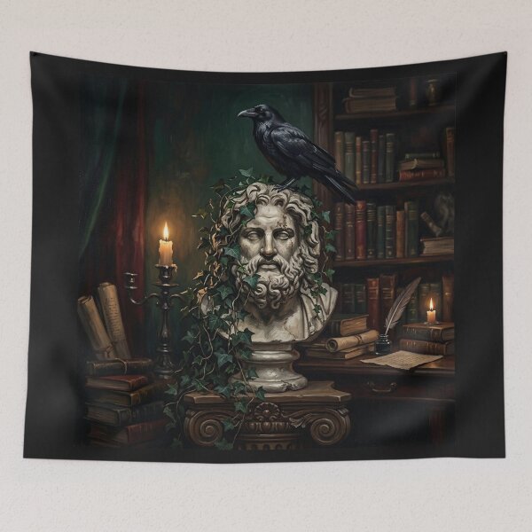 Item preview, Dark Academia Greek Statue Raven Moody Gothic Oil Painting designed and sold by BestCoolStuff.