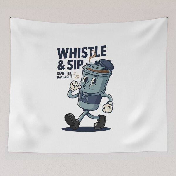 Item preview, Blue Coffee Cup Mascot Whistling Confidently designed and sold by HoopeStylee.