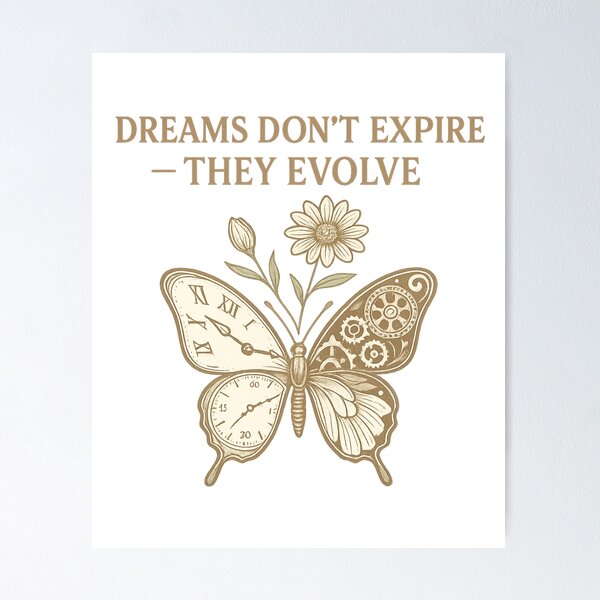 Item preview, Dreams Don’t Expire — They Evolve | Steampunk Butterfly Motivational T-Shirt designed and sold by SoulThread Studio.