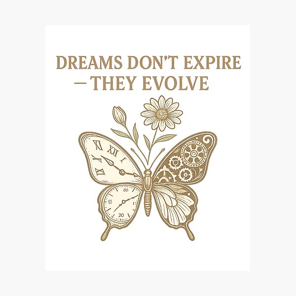 Item preview, Dreams Don’t Expire — They Evolve | Steampunk Butterfly Motivational T-Shirt designed and sold by SoulThread Studio.