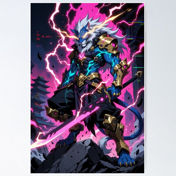 Item preview, Blue Beast Unleashed in Flame and Might (V7) designed and sold by SabaMirzique.