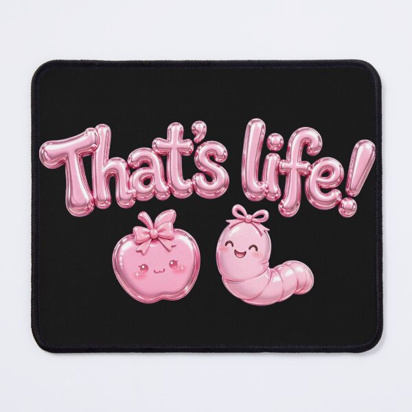 Item preview, That's Life! Pink Chrome Kawaii Apple and Happy Worm - Y2K Coquette Aesthetic designed and sold by Surviving Monday Club.