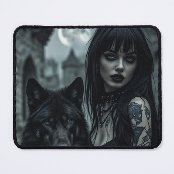Item preview, Dark Goth Vampire Girl and Wolf designed and sold by TheDarkWardrobe.