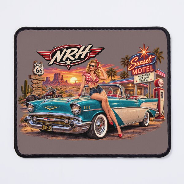 Item preview, NRH Route 66 Chevy Bel Air Americana designed and sold by Normandy Road Heritage™ - Vintage Garage Art.