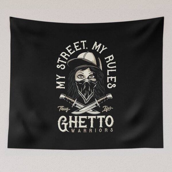 Item preview, My Street My Rules – Ghetto Warriors Bandana Girl & Knives Graphic designed and sold by heedooppod.