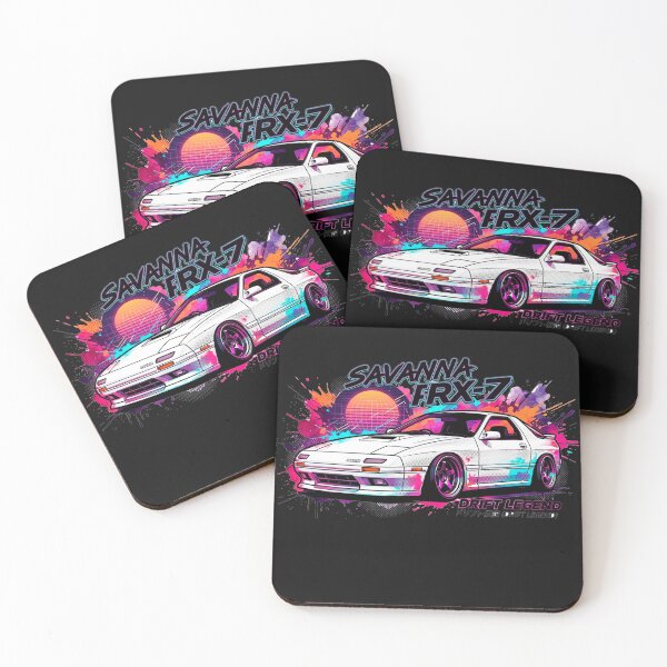 Item preview, White Mazda Savanna RX-7 Drift Legend - Synthwave JDM Art designed and sold by Karlitox1988.