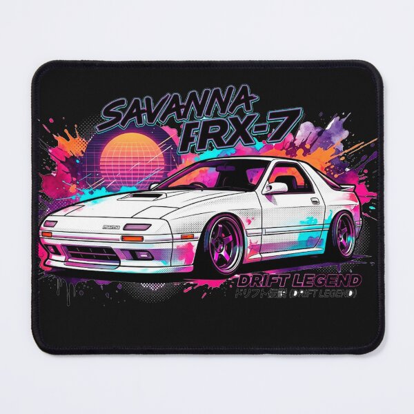Item preview, White Mazda Savanna RX-7 Drift Legend - Synthwave JDM Art designed and sold by Karlitox1988.