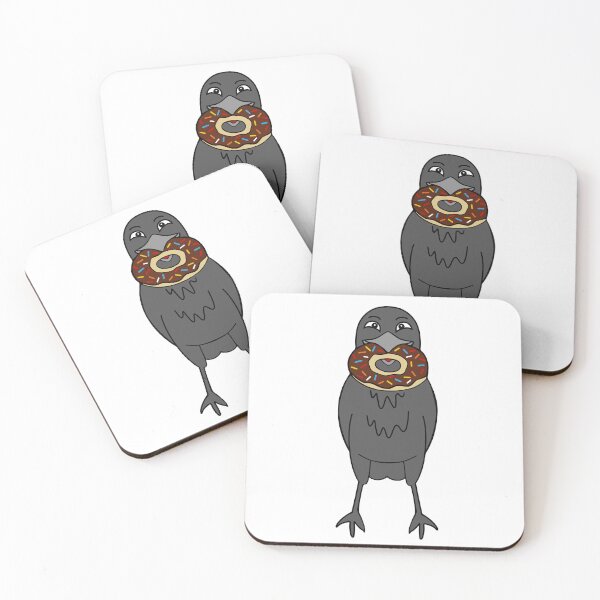 Item preview, Crow Eating Chocolate Sprinkled Donut designed and sold by Sartoris Art.