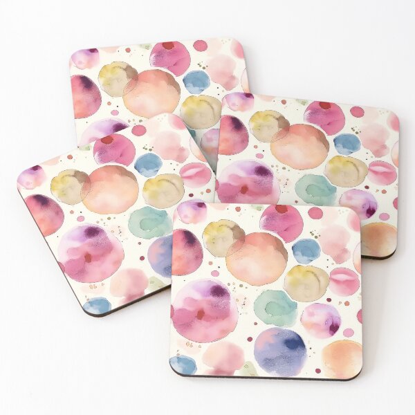 Item preview, Warm Multicolor Watercolor Polka Dots Abstract Pattern designed and sold by Nine Lives Studio.