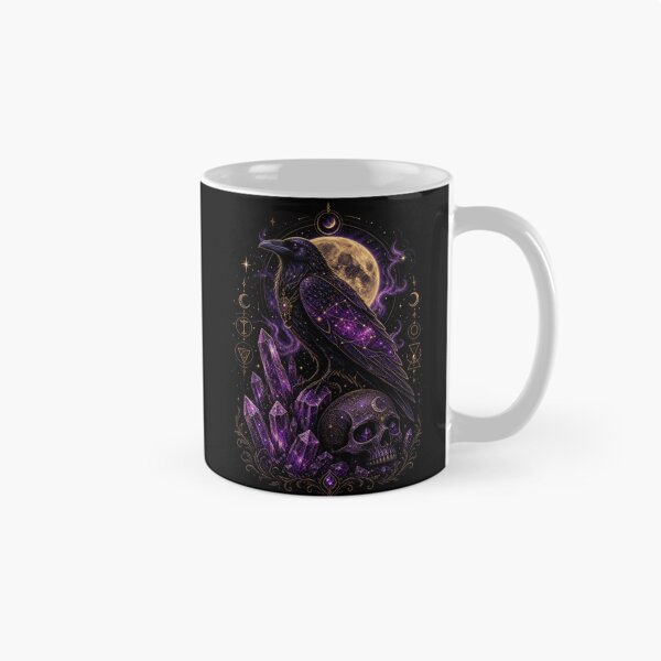 Item preview, Galaxy Raven and Amethyst Crystals – Dark Celestial Magic designed and sold by CosmicFlora Studio.