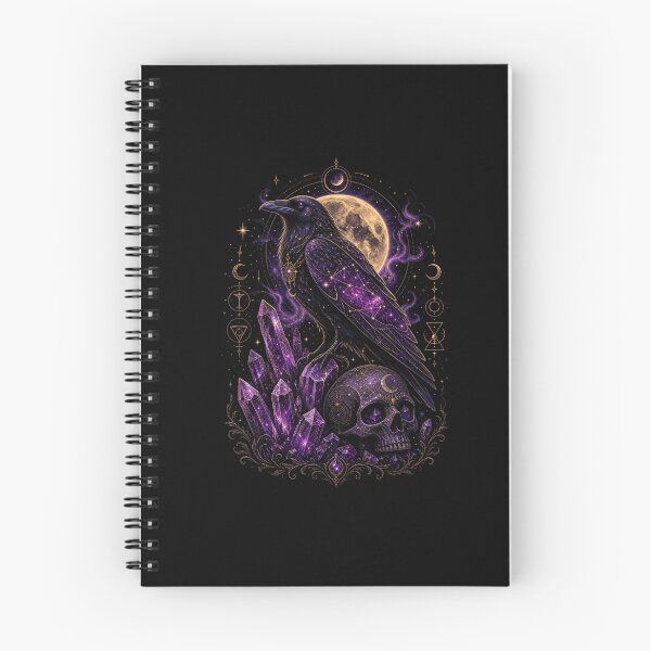 Item preview, Galaxy Raven and Amethyst Crystals – Dark Celestial Magic designed and sold by CosmicFlora Studio.