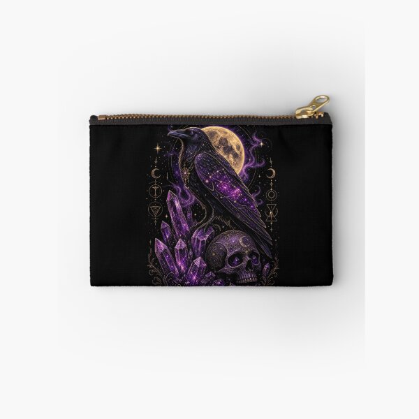 Item preview, Galaxy Raven and Amethyst Crystals – Dark Celestial Magic designed and sold by CosmicFlora Studio.