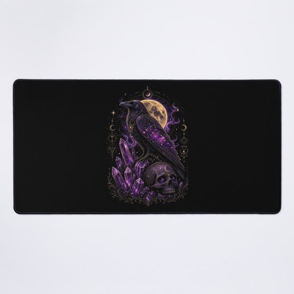 Item preview, Galaxy Raven and Amethyst Crystals – Dark Celestial Magic designed and sold by CosmicFlora Studio.