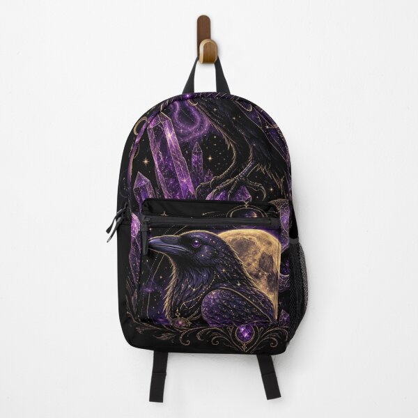 Item preview, Galaxy Raven and Amethyst Crystals – Dark Celestial Magic designed and sold by CosmicFlora Studio.