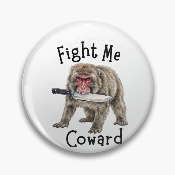 Item preview, Fight Me Coward Monkey With Knife Funny Japanese Macaque Illustration designed and sold by jhgjykuo.