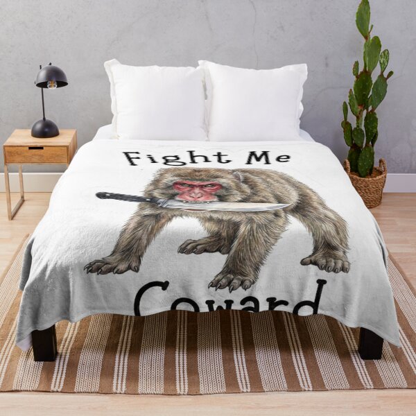 Item preview, Fight Me Coward Monkey With Knife Funny Japanese Macaque Illustration designed and sold by jhgjykuo.