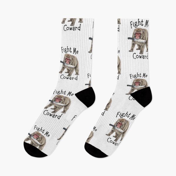 Item preview, Fight Me Coward Monkey With Knife Funny Japanese Macaque Illustration designed and sold by jhgjykuo.
