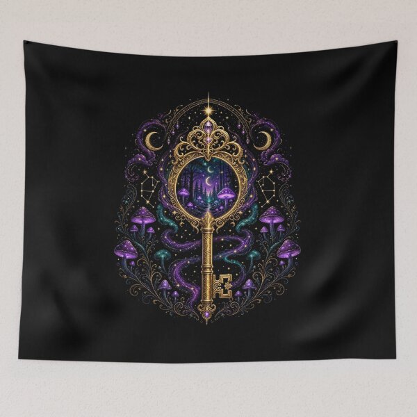 Item preview, Golden Key of the Star Forest Portal – Celestial Magic Art designed and sold by CosmicFlora Studio.