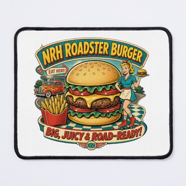 Item preview, NRH Roadster Burger Retro Diner Art designed and sold by Normandy Road Heritage™ - Vintage Garage Art.