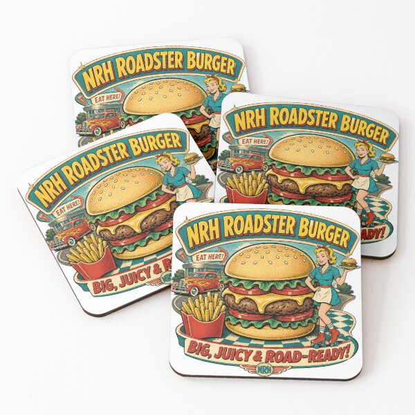 Item preview, NRH Roadster Burger Retro Diner Art designed and sold by Normandy Road Heritage™ - Vintage Garage Art.