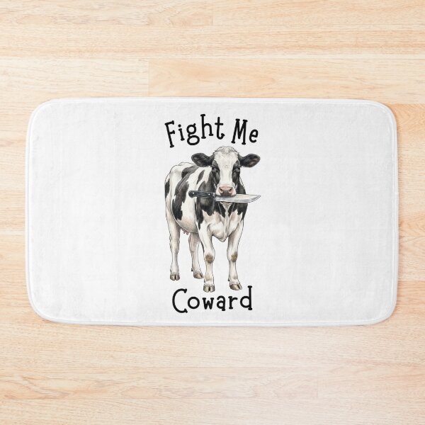 Item preview, Fight Me Coward Cow With Knife Funny Animal Meme Illustration designed and sold by jhgjykuo.