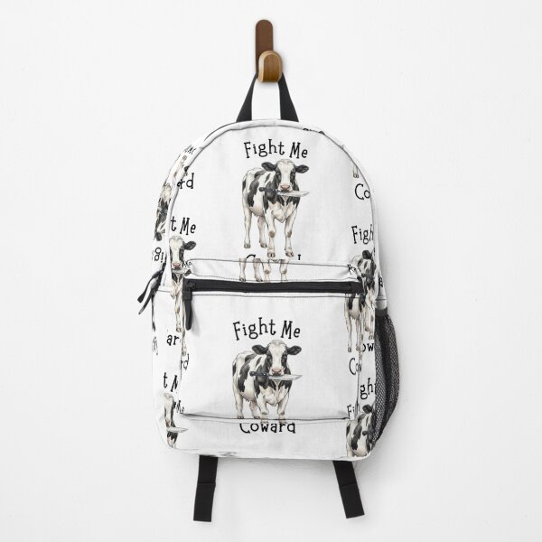 Item preview, Fight Me Coward Cow With Knife Funny Animal Meme Illustration designed and sold by jhgjykuo.
