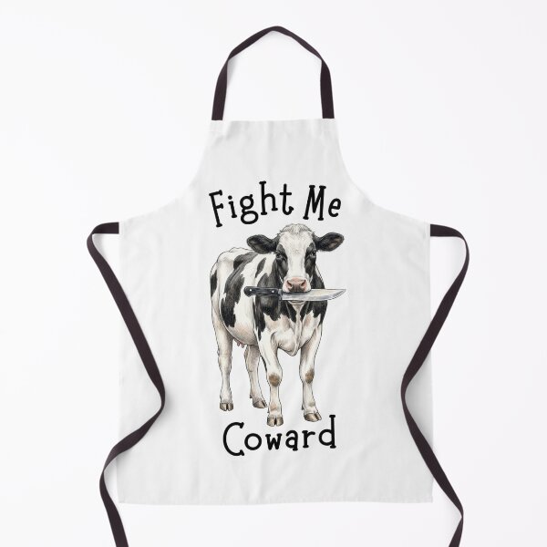 Item preview, Fight Me Coward Cow With Knife Funny Animal Meme Illustration designed and sold by jhgjykuo.