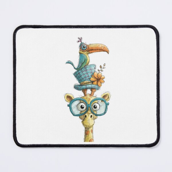 Item preview, Giraffe with glasses, hat, and funny toucan designed and sold by norachiang.