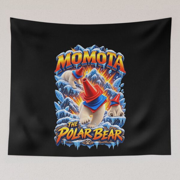 Item preview, Funny Momota Polar Bears With Traffic Cones Icy Mountain Humor Art designed and sold by elderberry.
