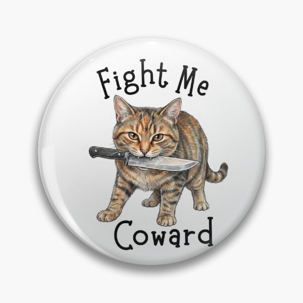 Item preview, Fight Me Coward Cat With Knife Funny Tabby Cat Illustration designed and sold by jhgjykuo.
