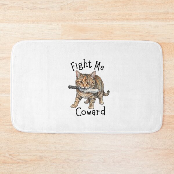 Item preview, Fight Me Coward Cat With Knife Funny Tabby Cat Illustration designed and sold by jhgjykuo.